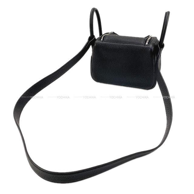 HERMES Shoulder bag Lindy 20 mini Noir (Black) Taurillon Clemence Silver HW Stamp