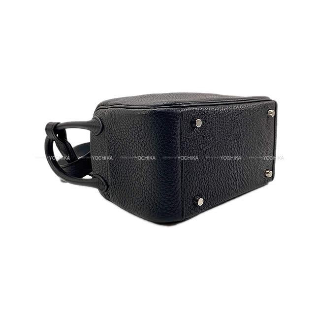 HERMES Shoulder bag Lindy 20 mini Noir (Black) Taurillon Clemence Silver HW Stamp
