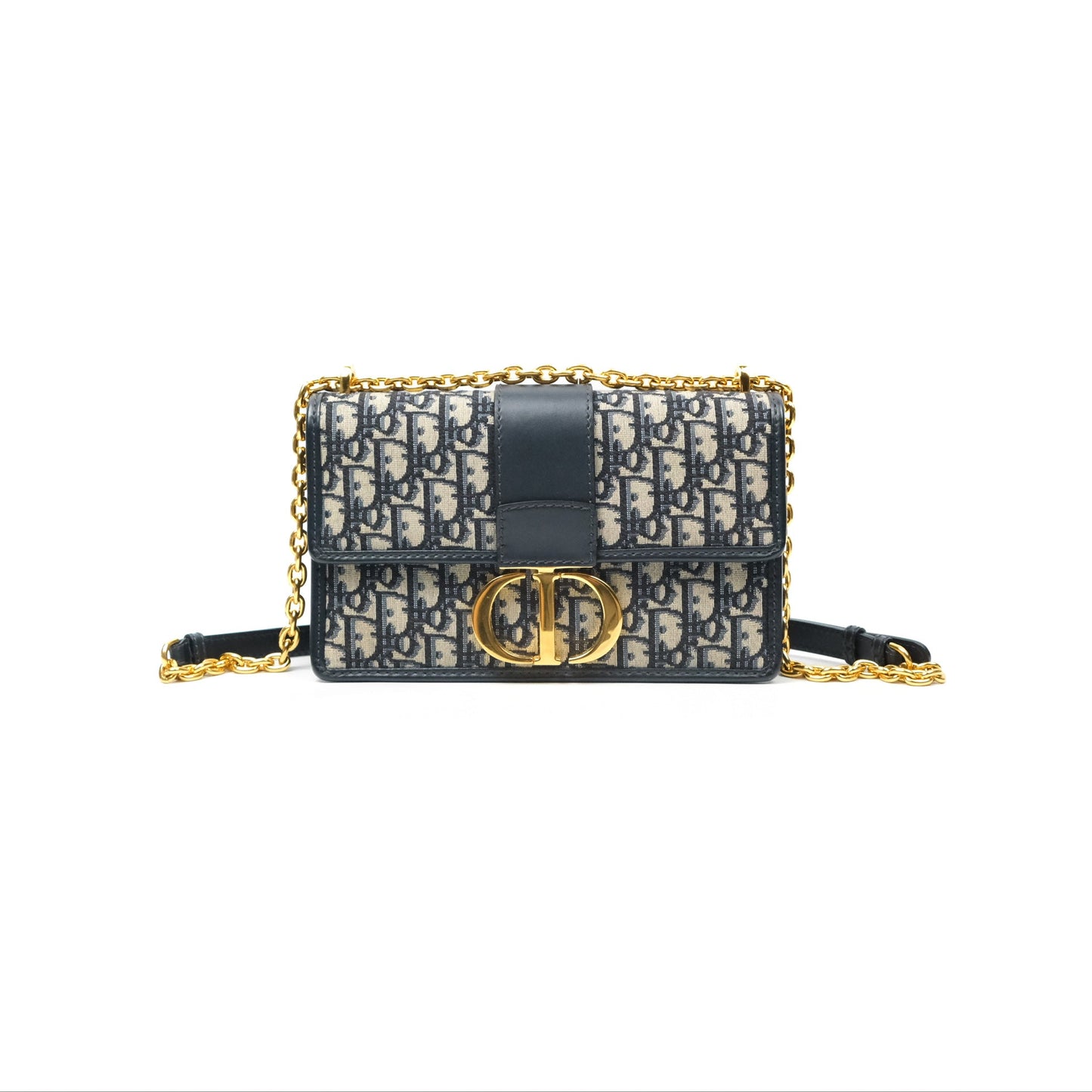 Christian Dior 30 Montaigne with Chain Blue Dior Oblique Jacquard
