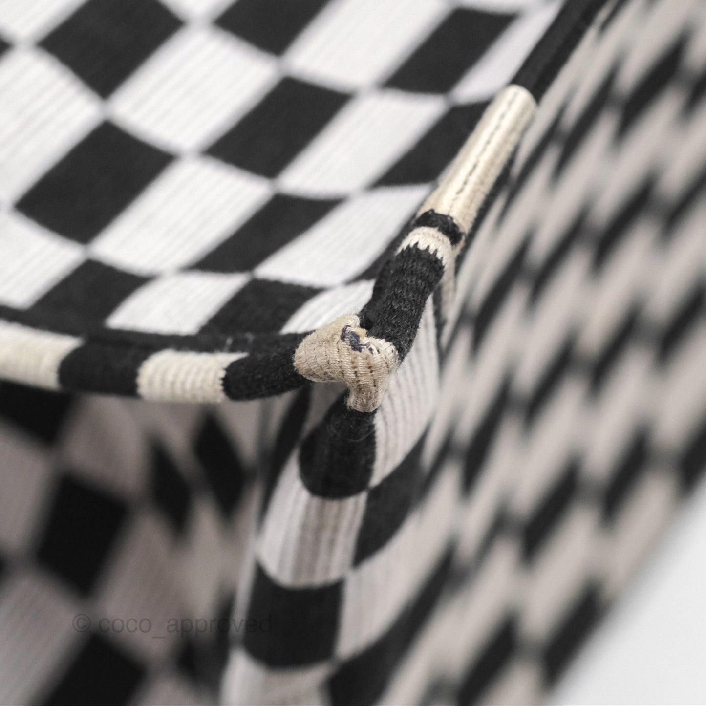 Christian Dior Large Book Tote Checkered Black/ White Canvas