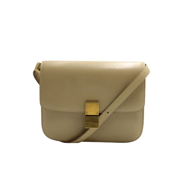 Celine Beige Medium Classic Box Crossbody Bag
