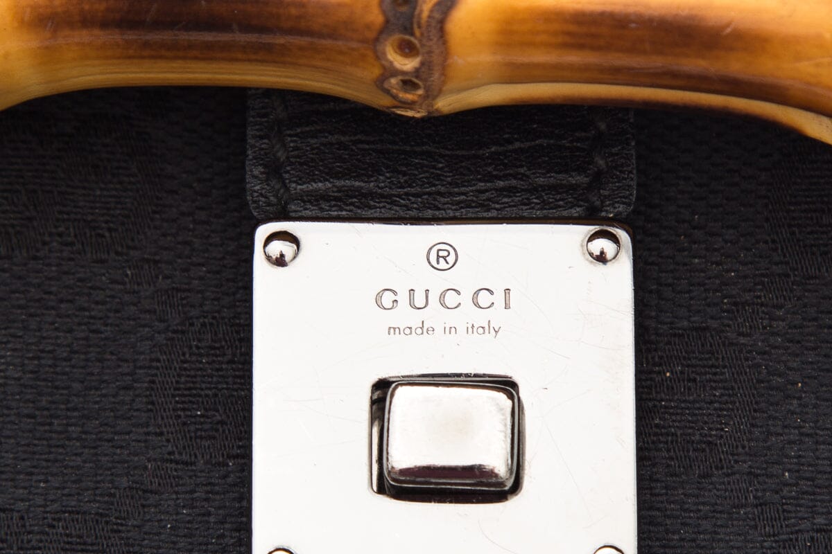 Gucci Black Monogram Bamboo Bullet Handbag