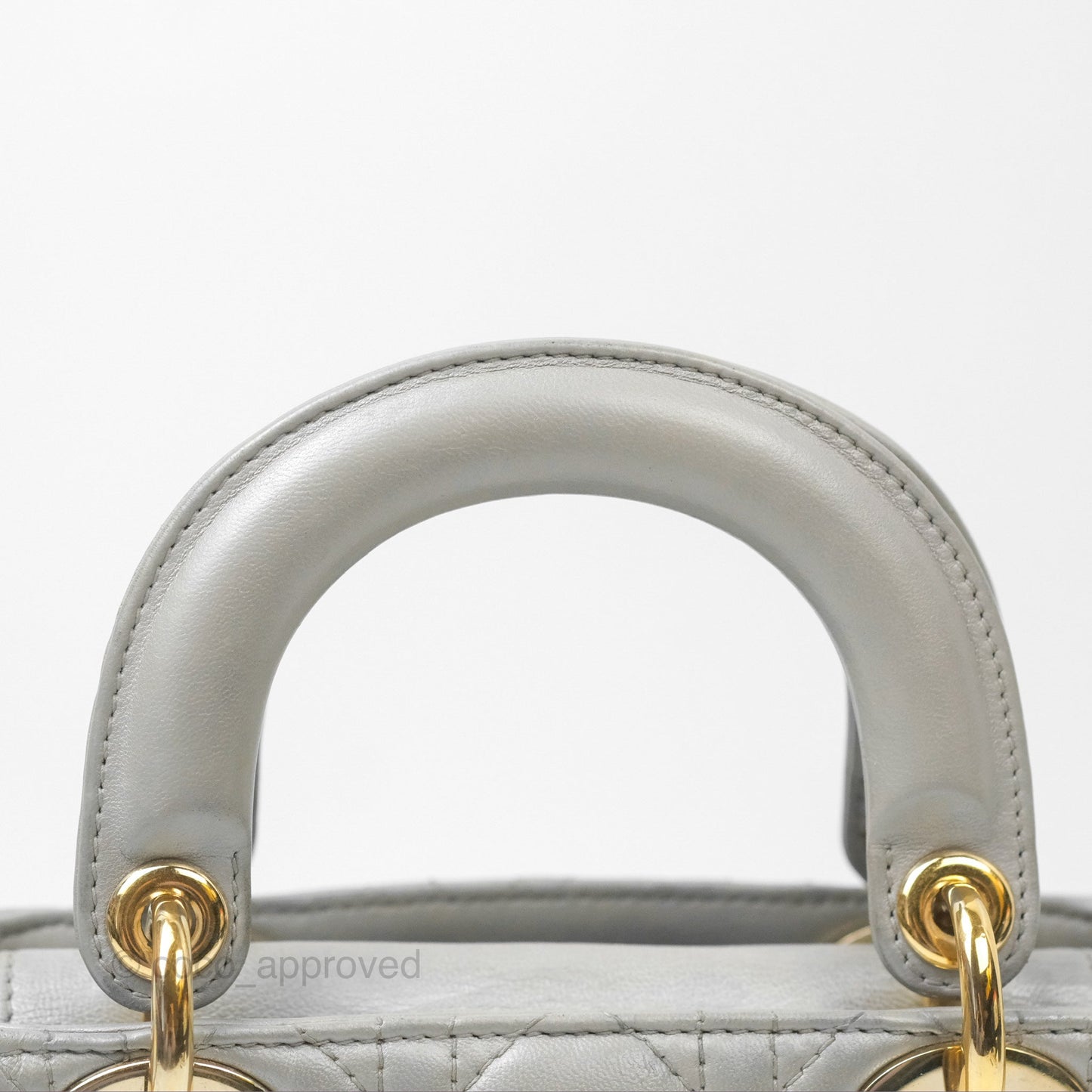 Christian Dior Mini Lady Dior Iridescent Light Grey Cannage Lambskin Gold Hardware