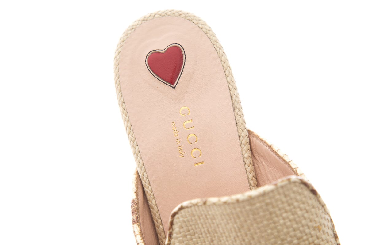 Gucci Beige Woven Horsebit Mules SZ 39.5
