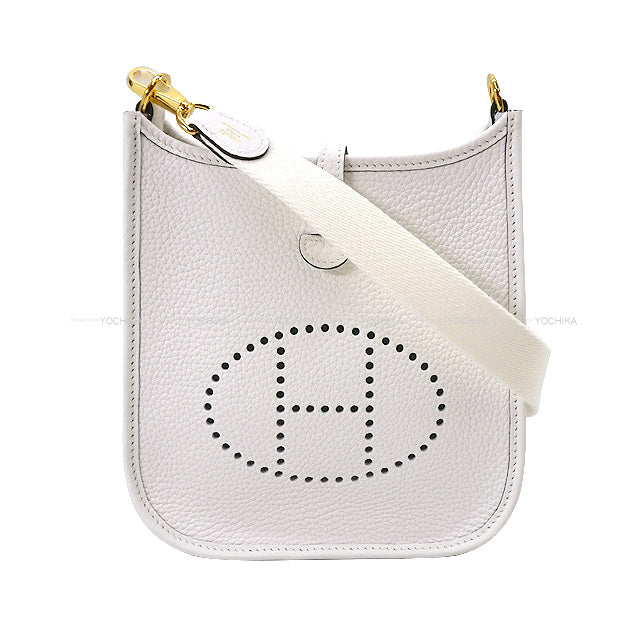 HERMES Shoulder bag Evelyne 16 TPM New White Taurillon Clemence Gold HW Stamp