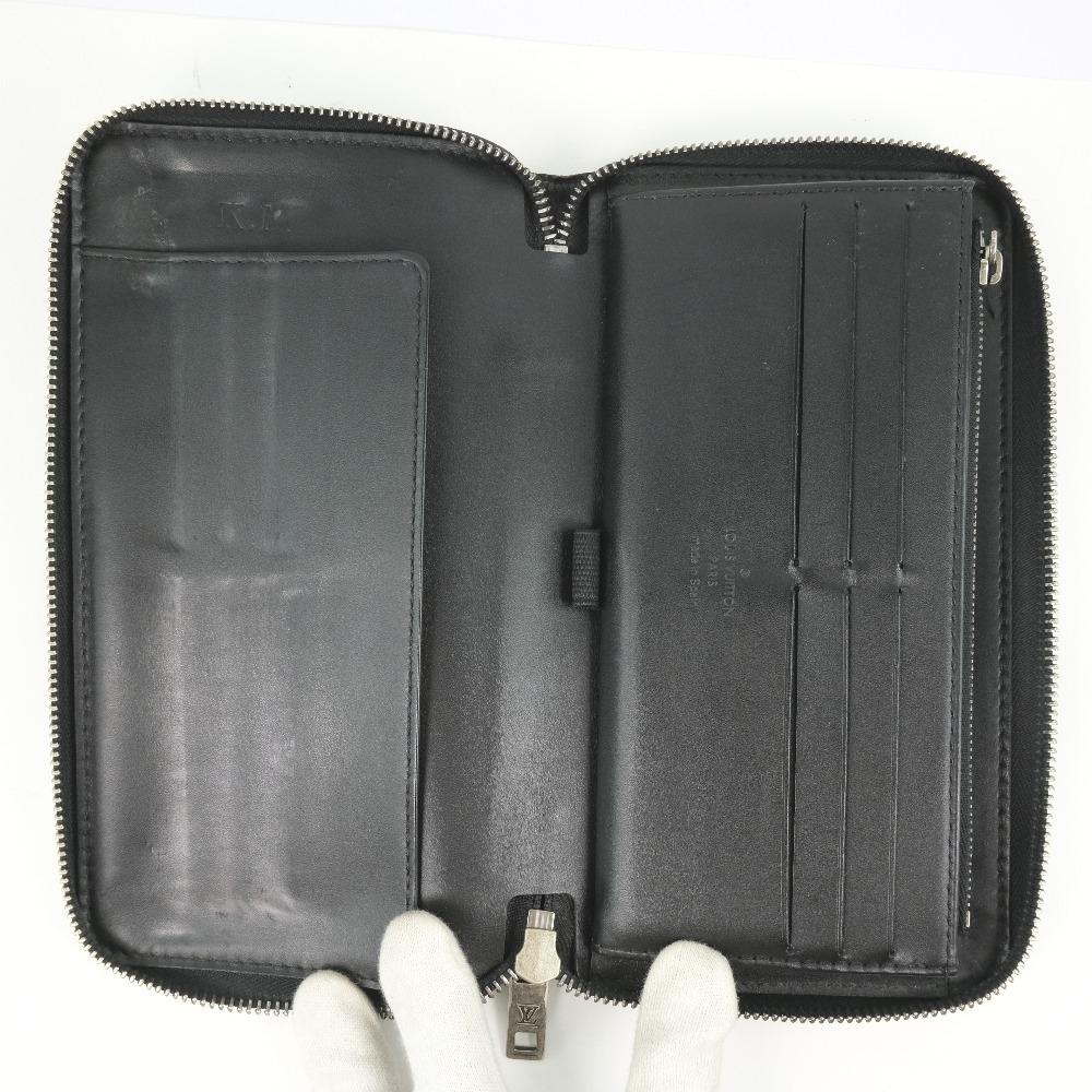 Louis Vuitton Black Leather Zippy organizer wallet accessories