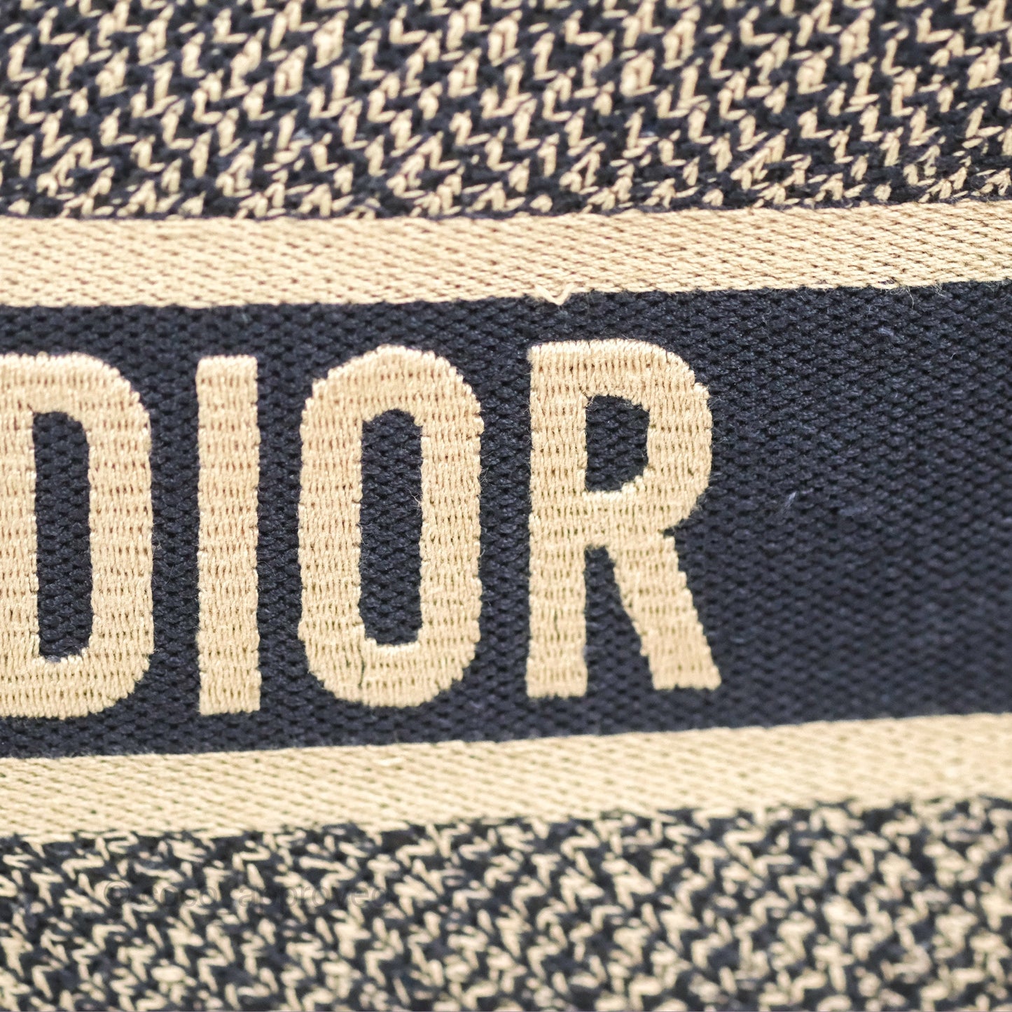 Christian Dior Medium (Old Small) Dior Navy Oblique Embroidery Canvas Book Tote
