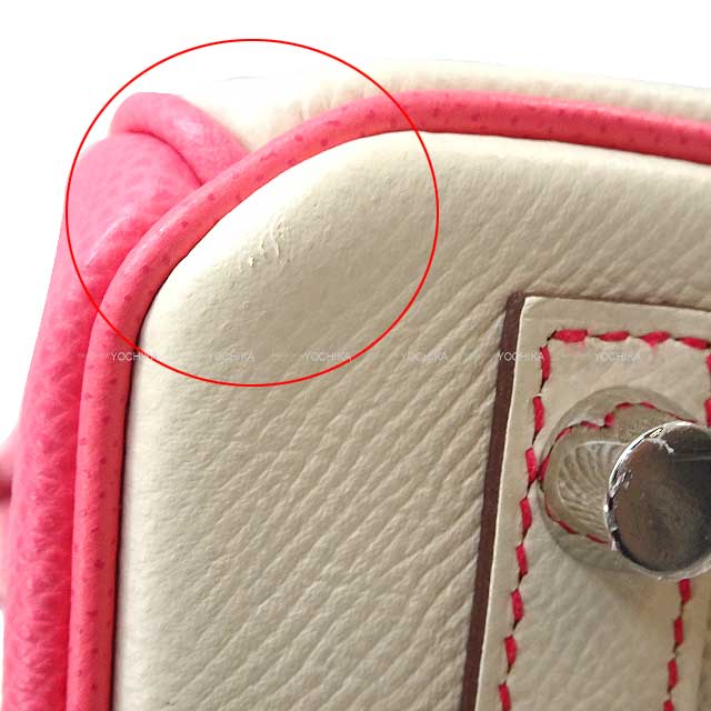 HERMES Handbag Birkin25 Personal order with initials engraved Craie/Rose Azalee Veau Epsom Mat Silver HW Stamp