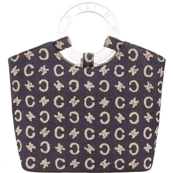 Celine Denim C Macadam Pattern Logo Top Handle Bag Indigo