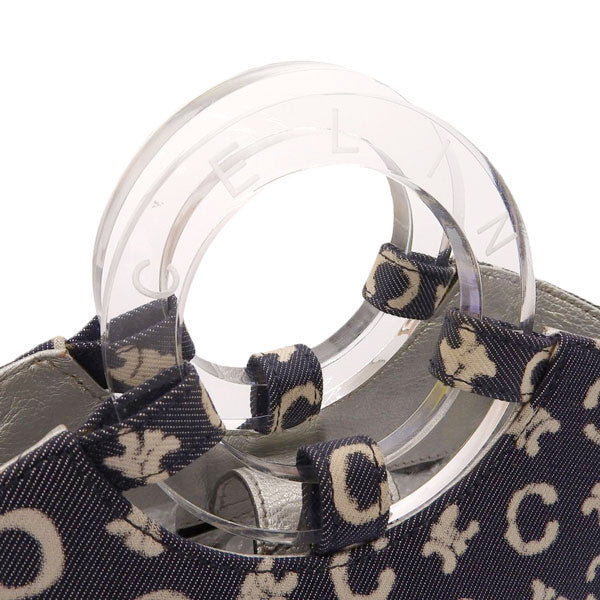 Celine Denim C Macadam Pattern Logo Top Handle Bag Indigo