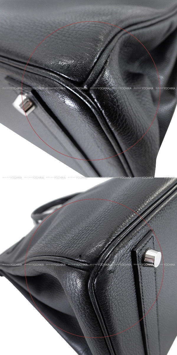 HERMES Handbag Birkin40 Noir (Black) Ardennes Silver HW Stamp □K
