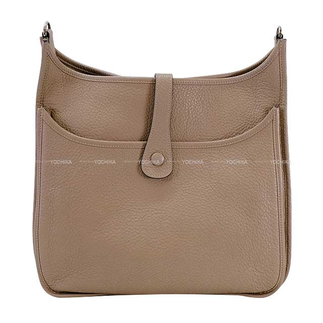 HERMES Shoulder bag Evelyne 29 PM Gris Tourterelle Taurillon Clemence Silver HW Stamp