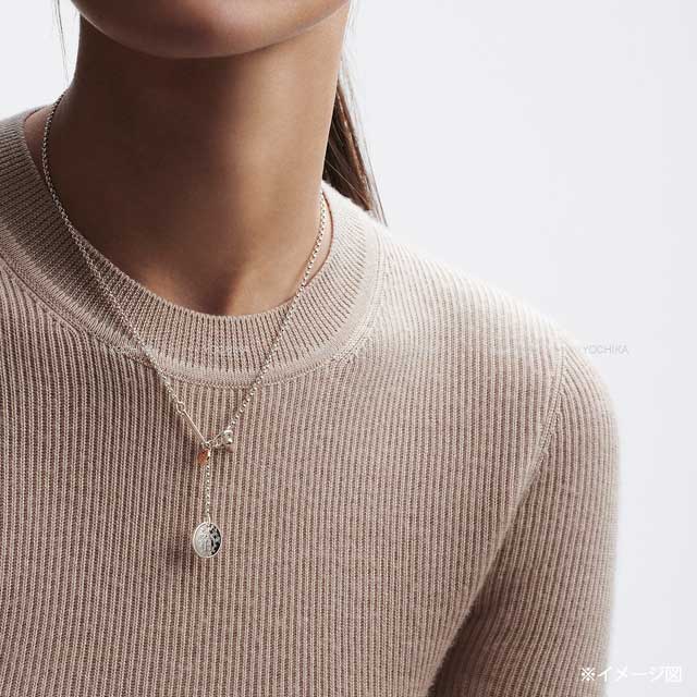 HERMES necklace Pendant Ex-Libris PM Logocharm Silver925 /Pinkgold
