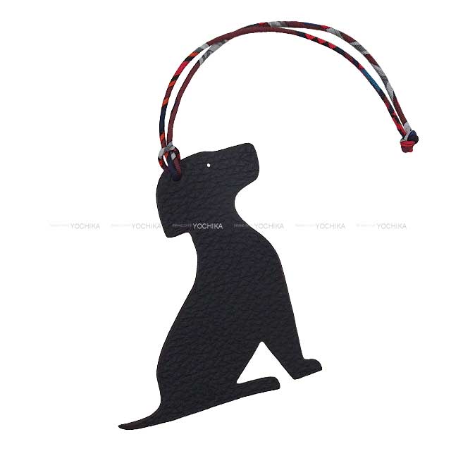 HERMES bag charm petit H Labrador Dog Rouge H/Plomb Veau Epsom/Veau Togo