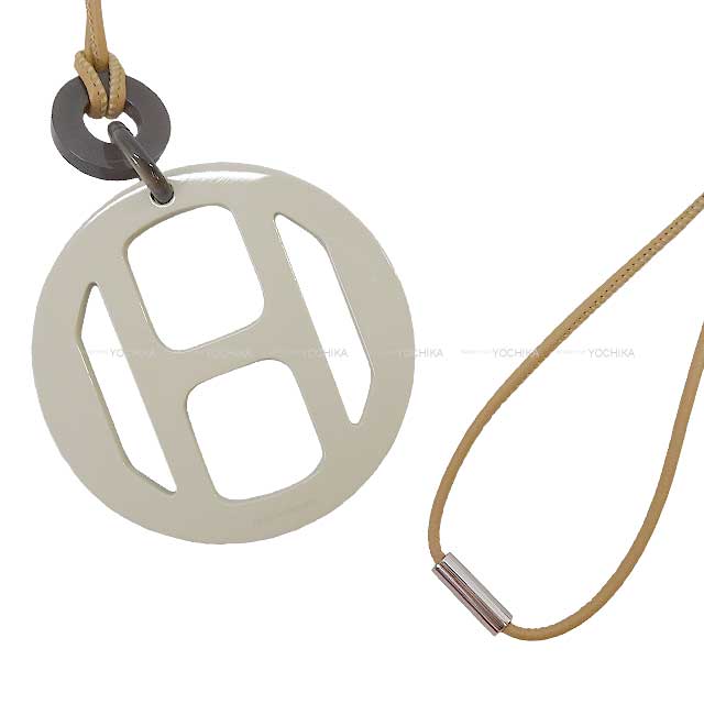 HERMES necklace H Equipe Nautic Lumiere Pendant Sesami/Blanc (White)/Blue Buffalo Horn