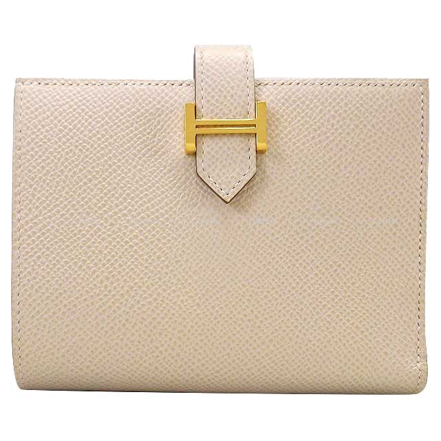 HERMES Bi-fold wallet Bearn Compact Verso Craie/Gold Veau Epsom Gold HW Stamp