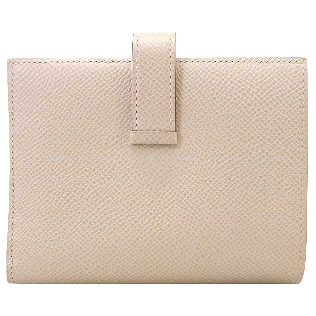 HERMES Bi-fold wallet Bearn Compact Verso Craie/Gold Veau Epsom Gold HW Stamp