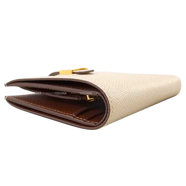 HERMES Bi-fold wallet Bearn Compact Verso Craie/Gold Veau Epsom Gold HW Stamp
