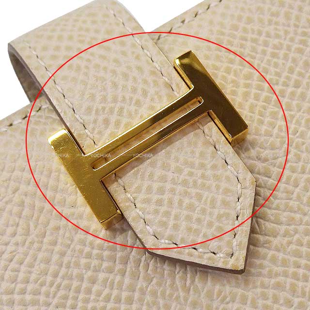 HERMES Bi-fold wallet Bearn Compact Verso Craie/Gold Veau Epsom Gold HW Stamp