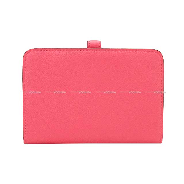 HERMES Bi-fold wallet Dogon Compact Rose Azalee Evercolor Silver HW Stamp