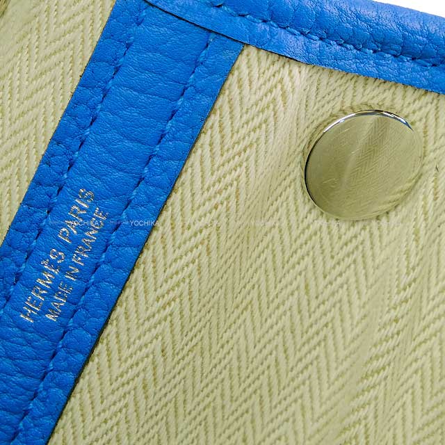 HERMES tote bag Garden Party 30 TPM All Leather Bleu Hydra Veau Negonda Silver HW Stamp