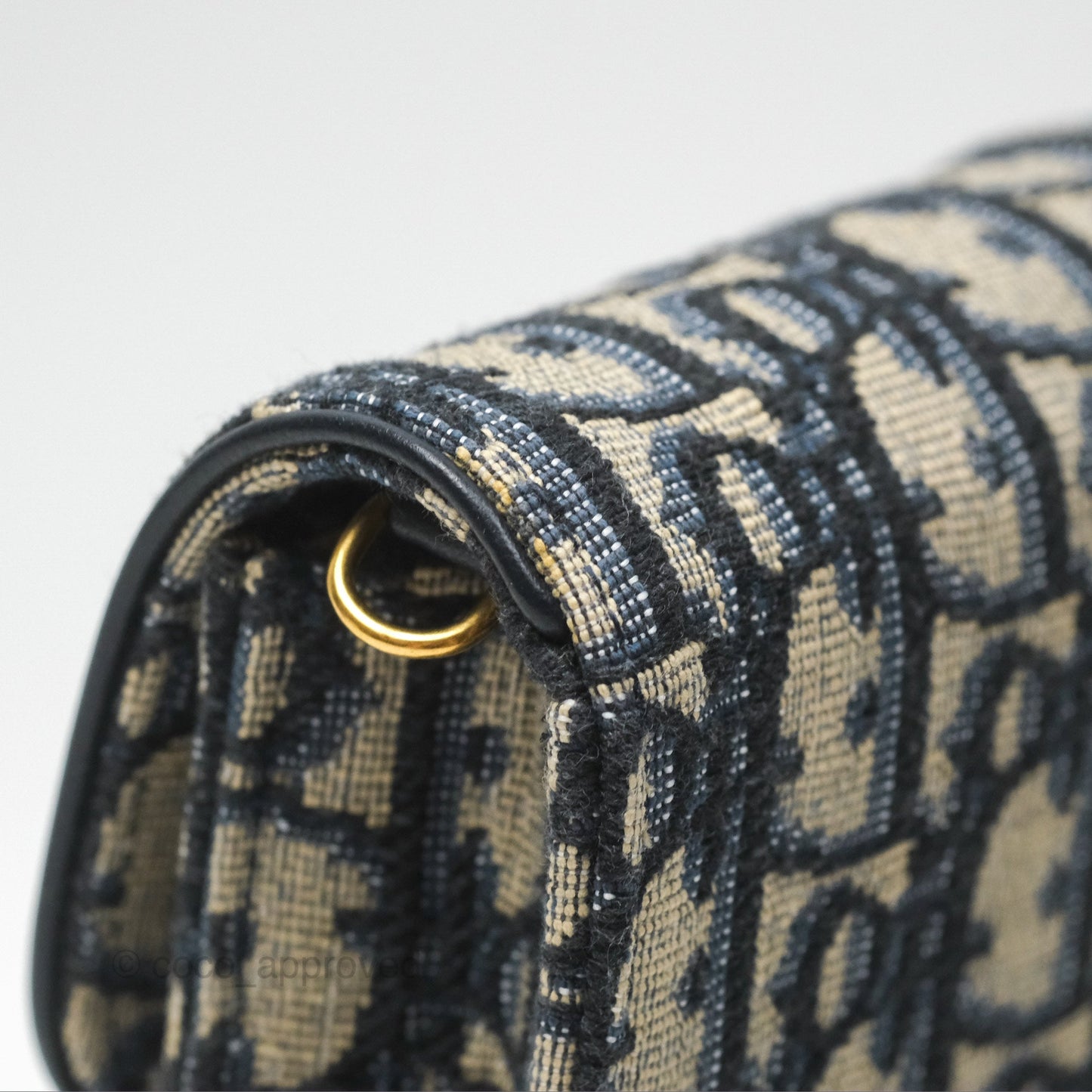 Dior Vertical Saddle Phone Holder Navy Oblique Canvas