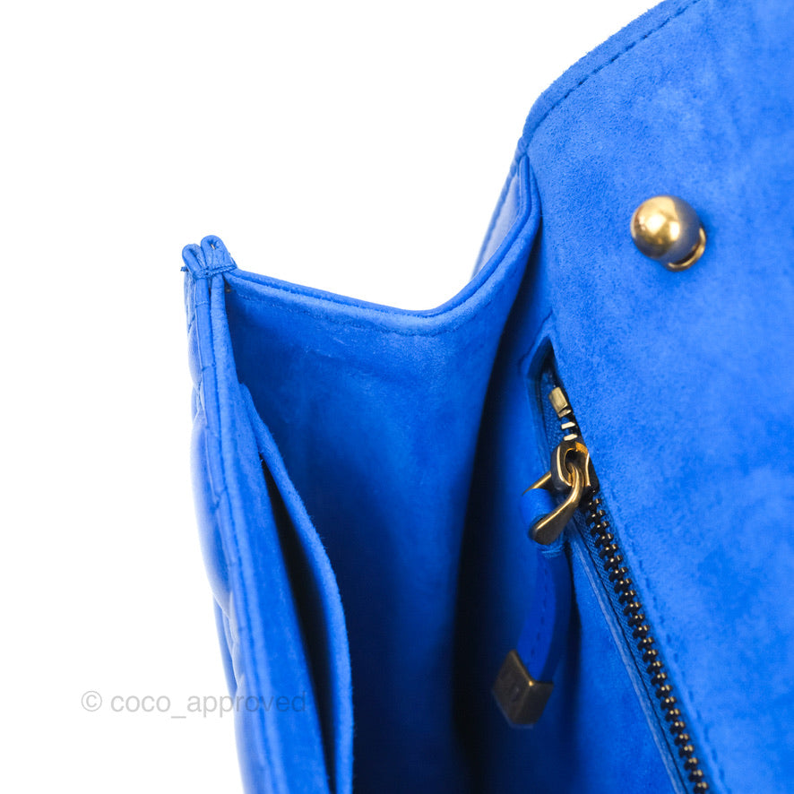 Christian Dior Large Dioraddict Flap Bag Blue Cannage Lambskin Aged Gold Hardware
