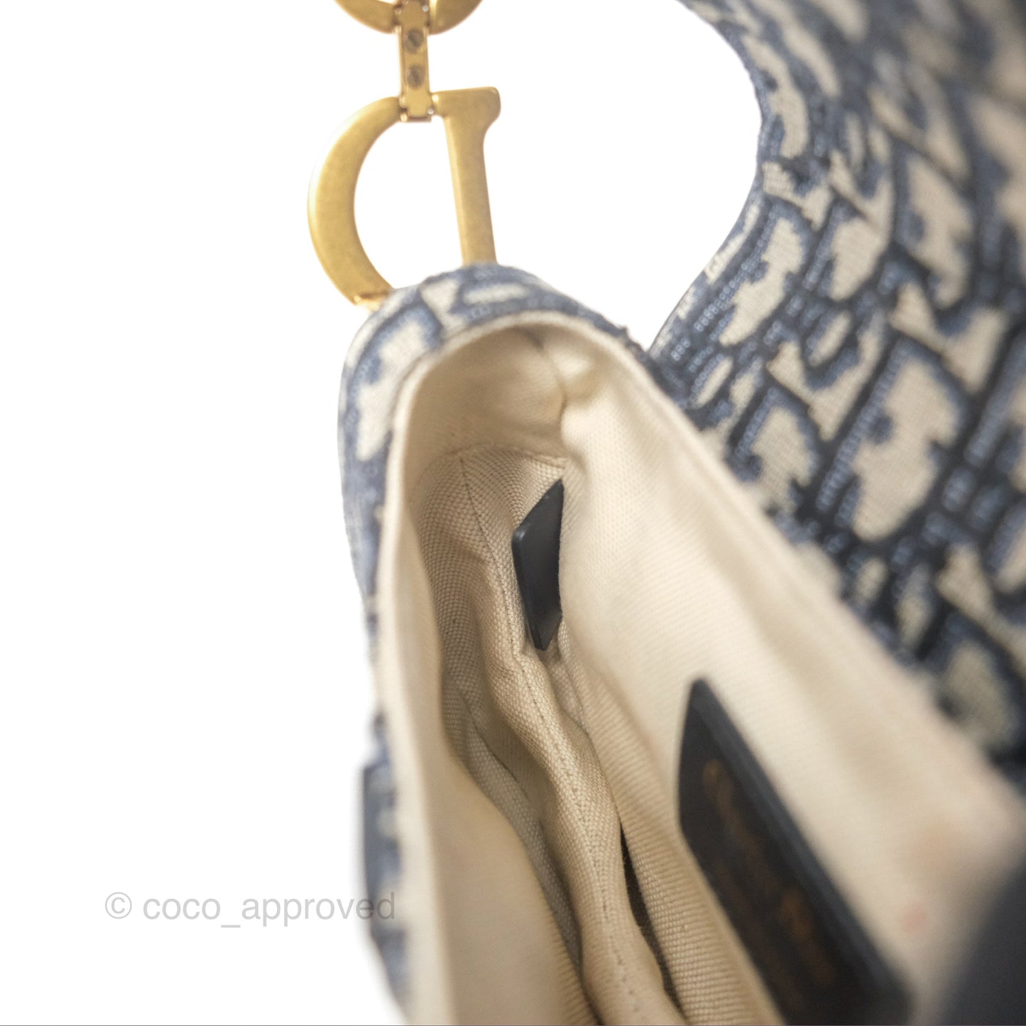 Christian Dior Mini Saddle Bag Blue Oblique Jacquard Gold Hardware