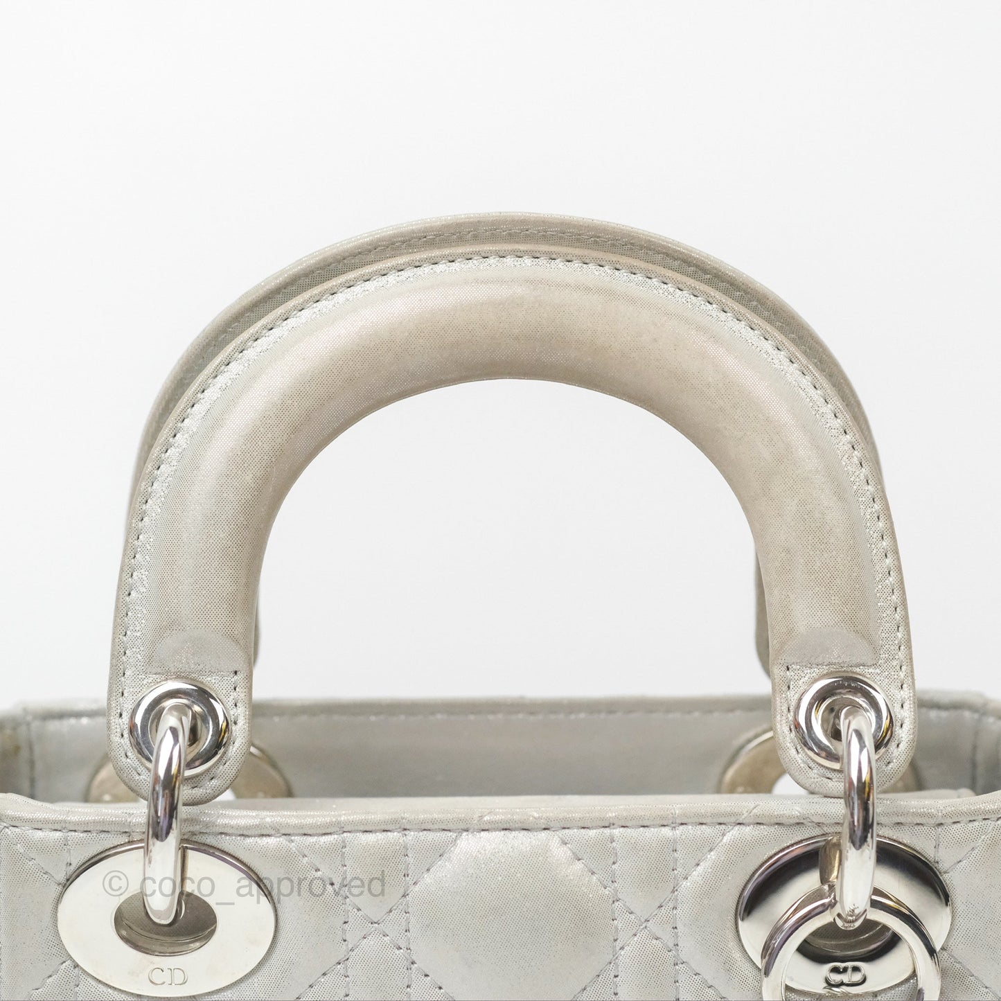 Christian Dior Mini Lady Dior Metallic Silver Nubuck Silver Hardware