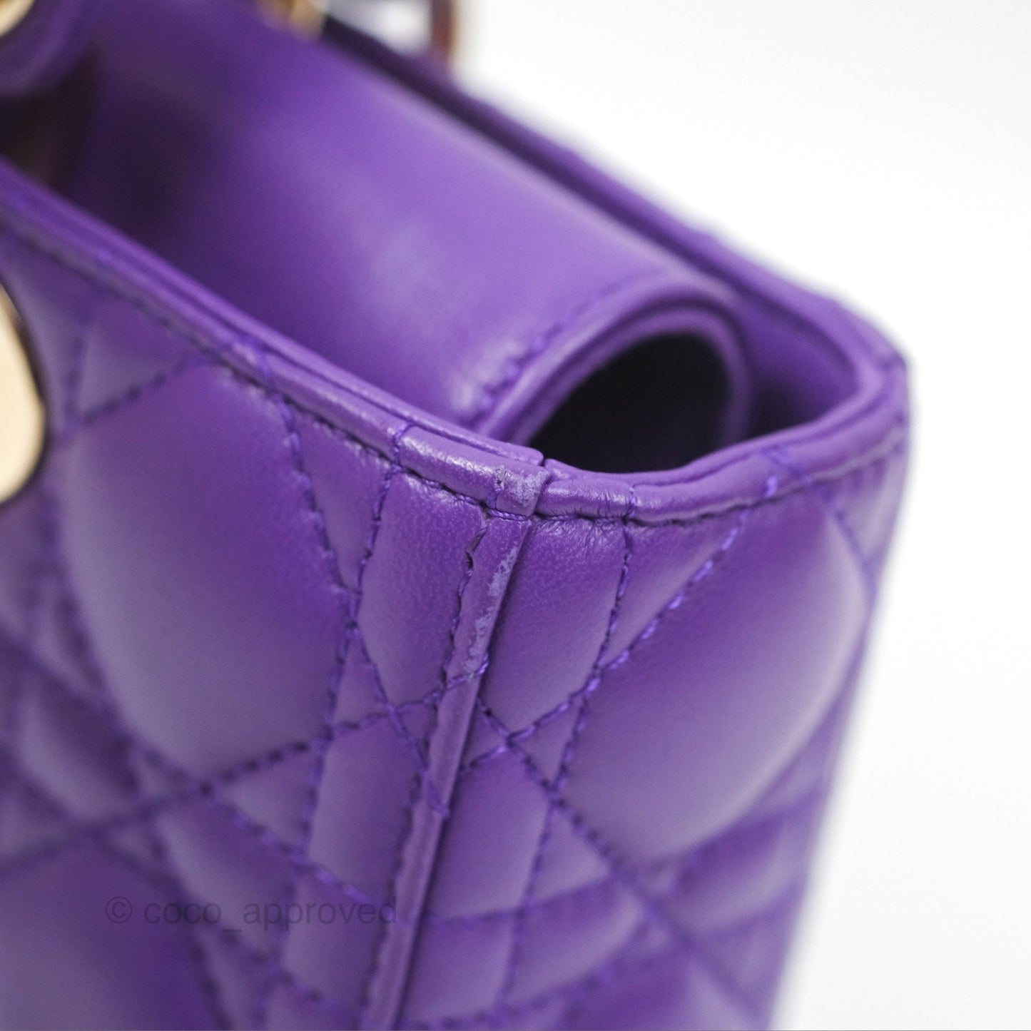 Dior Small Lady D-Joy Bag Purple Lambskin Cannage Gold Hardware