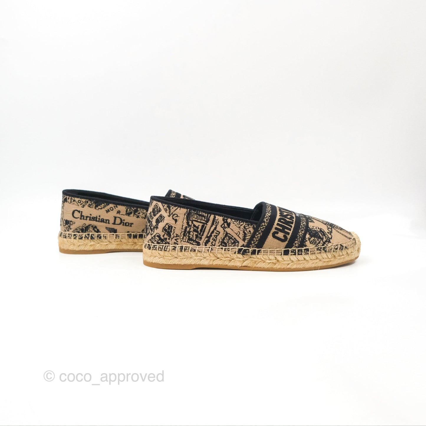 Dior Granville Espadrille Plan De Paris Beige Black Size 37.5