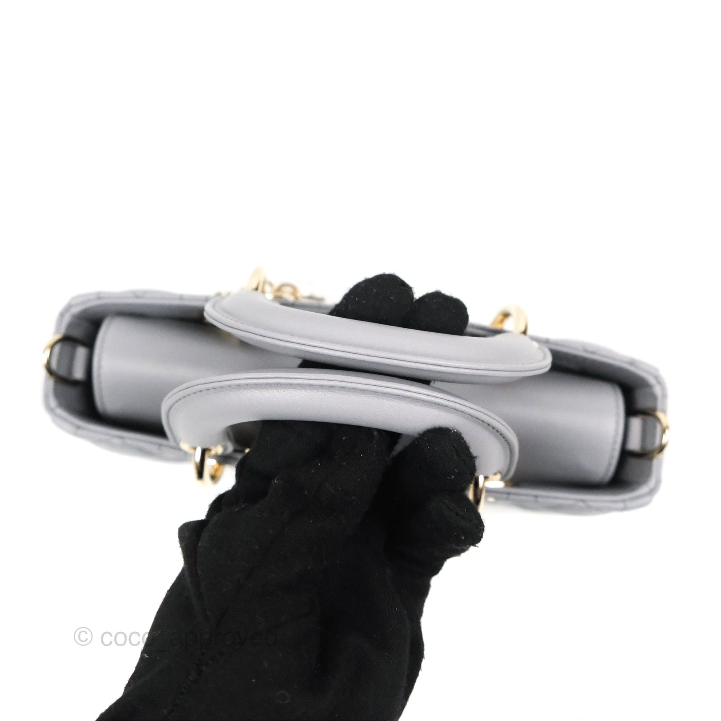 Dior Small Lady D-Joy Bag Grey Lambskin Cannage Gold Hardware
