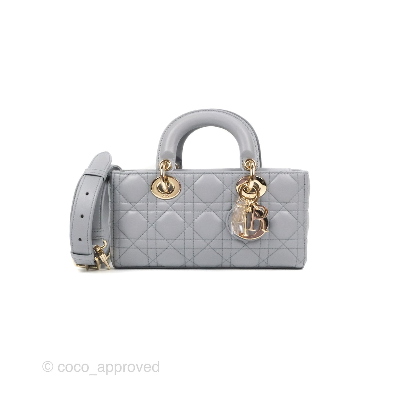 Dior Small Lady D-Joy Bag Grey Lambskin Cannage Gold Hardware