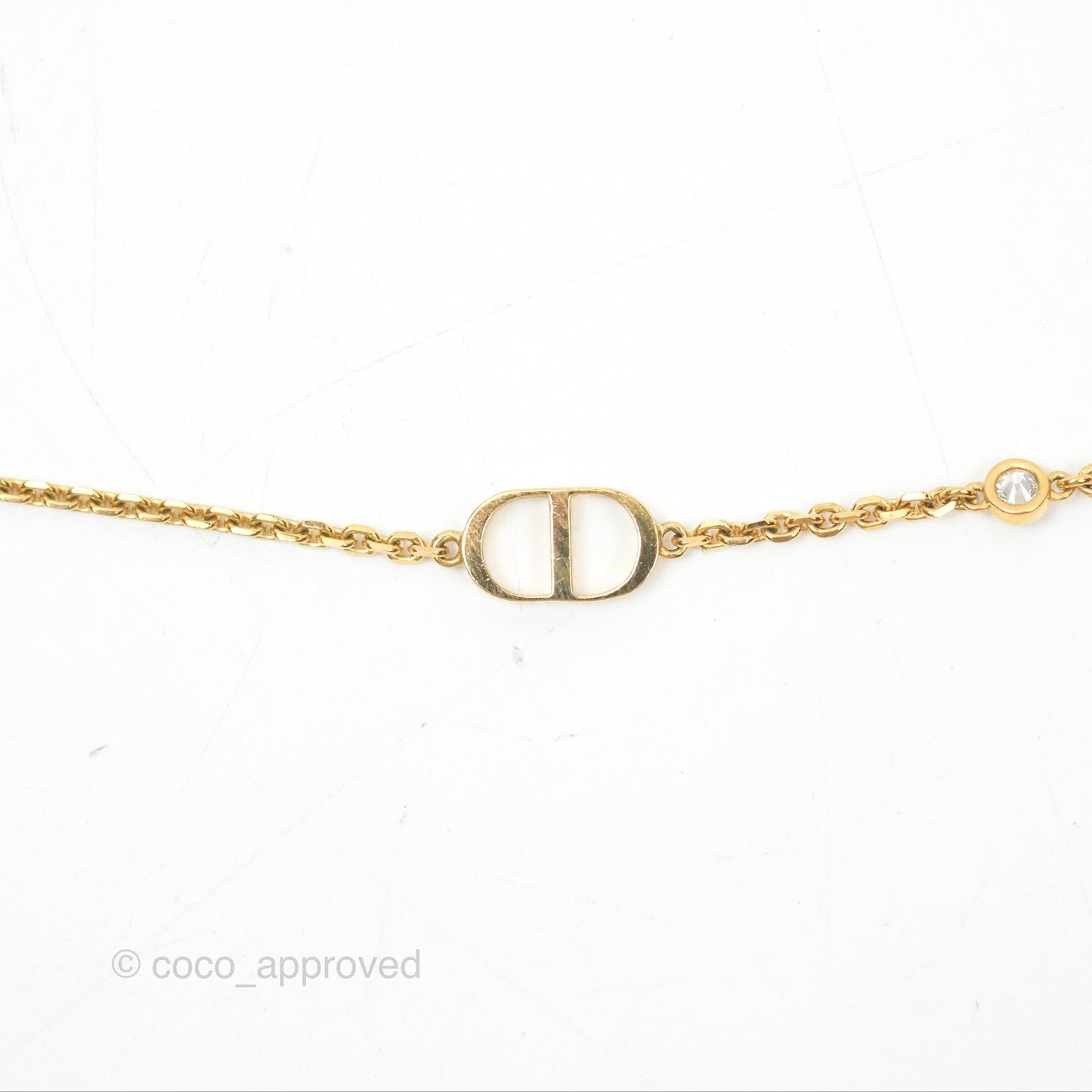 Christian Dior Petit CD Double Necklace Crystals Gold Tone
