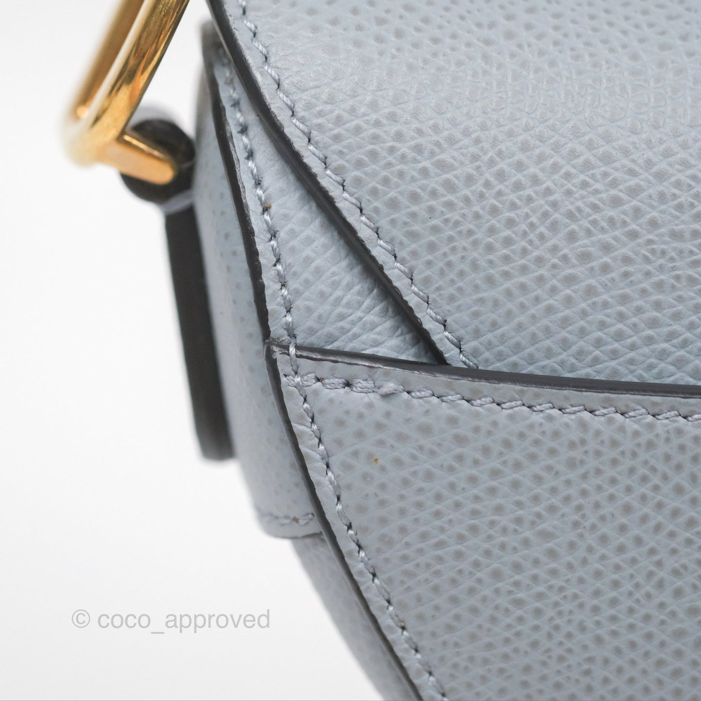 Christian Dior Mini Saddle Bag Cloud Blue Grained Calfskin Gold Hardware