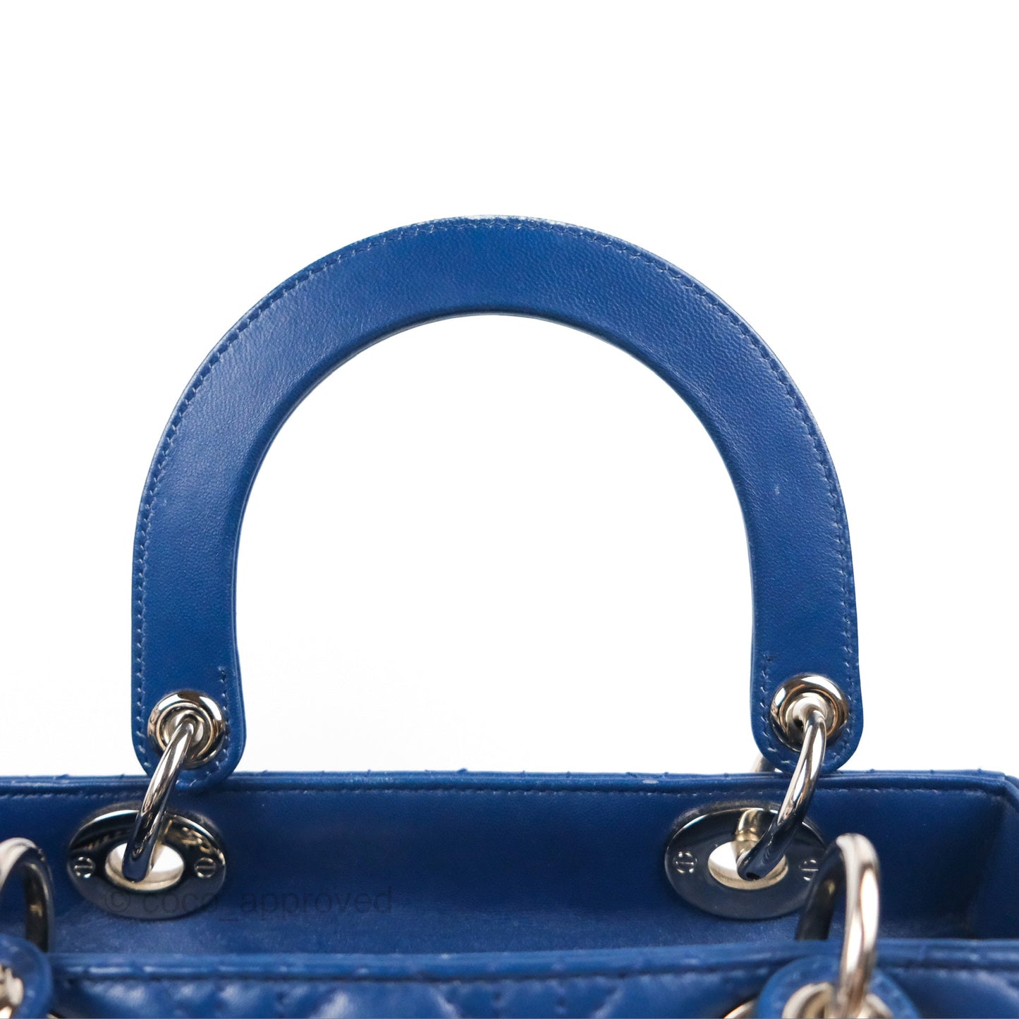 Christian Dior Medium Lady Dior Cannage Dark Blue Lambskin Silver Hardware