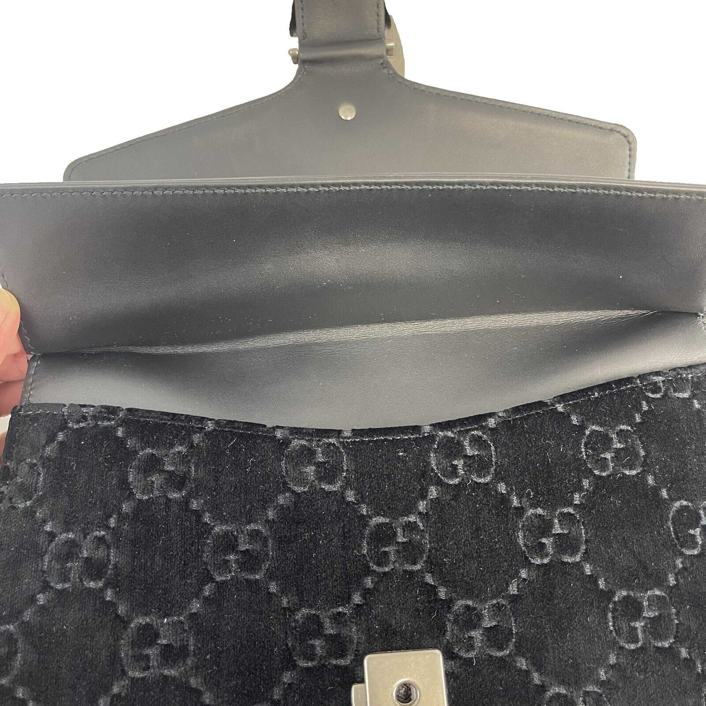 GUCCI - NEW Black / Silver Velvet Embossed GG Dionysus Small Shoulder Bag