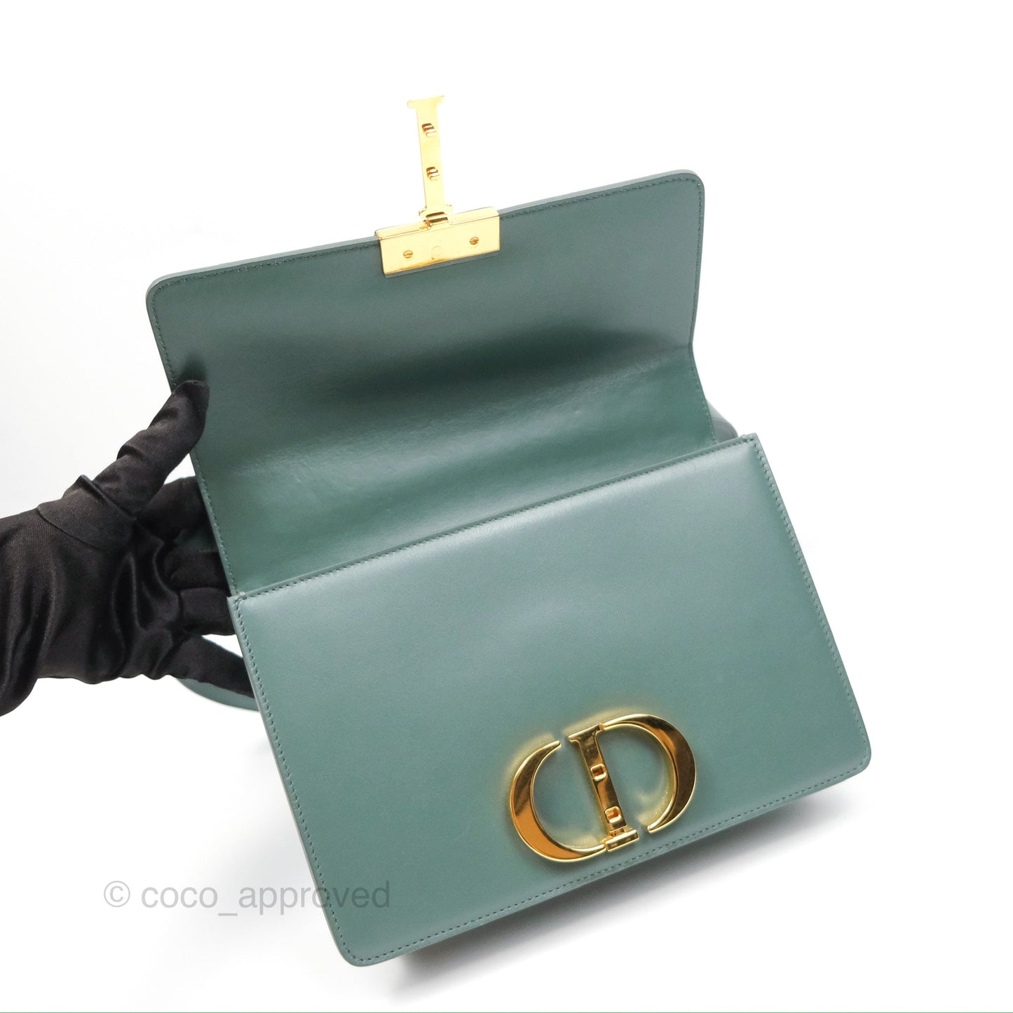 Dior 30 Montaigne Bag Teal Green Box Calfskin