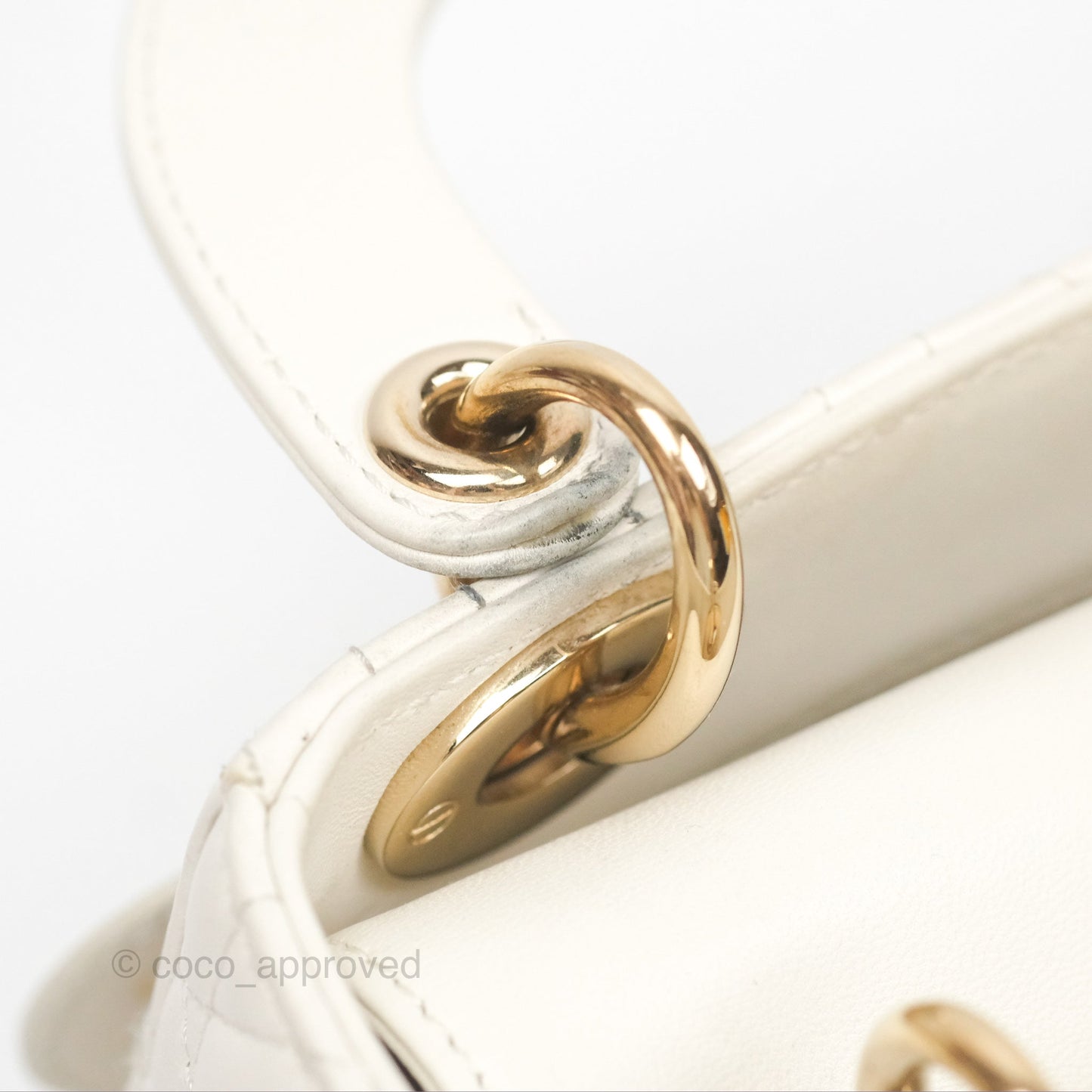 Christian Dior Cannage Mini Lady Dior White Gold Hardware