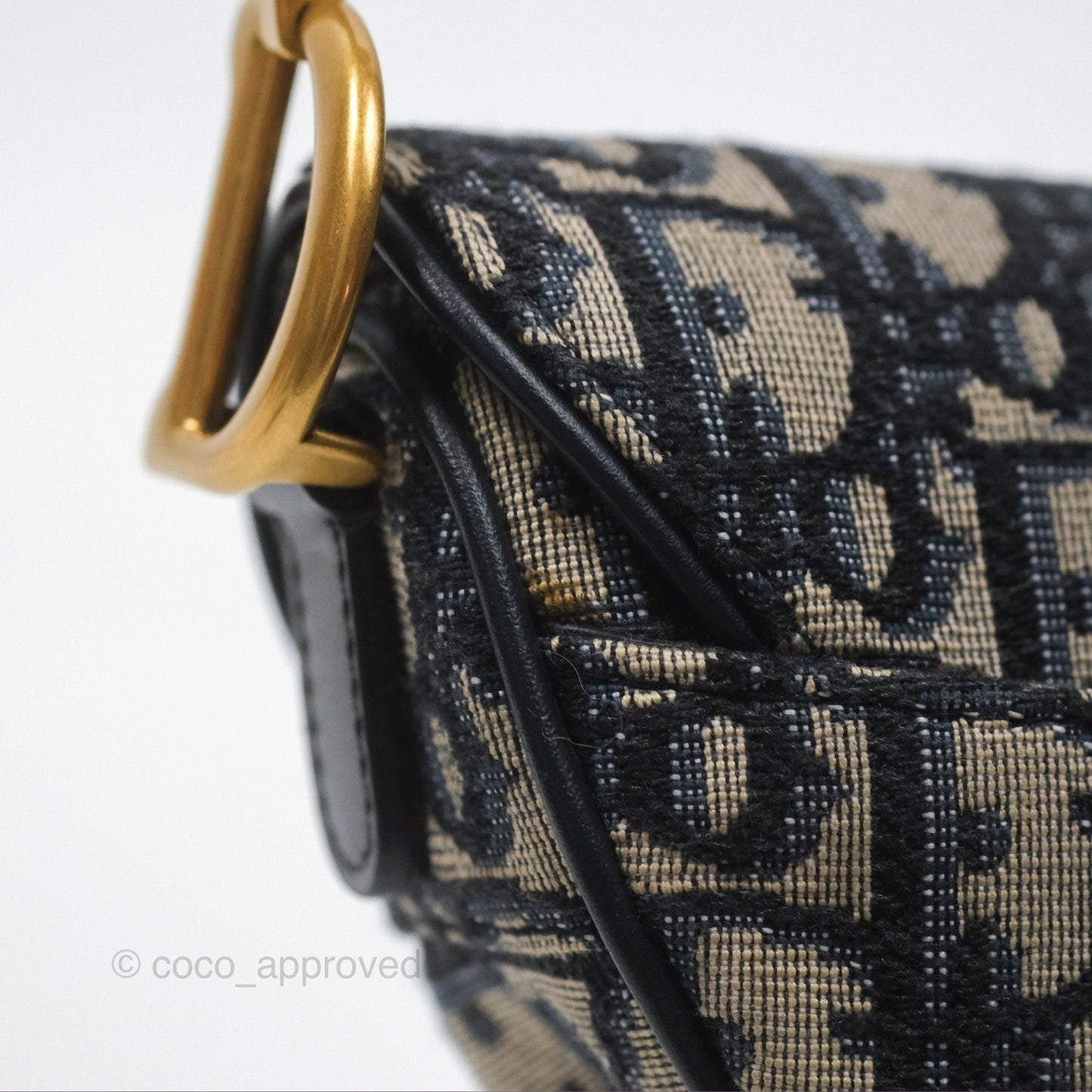 Christian Dior Mini Saddle Bag Blue Oblique Jacquard Gold Hardware