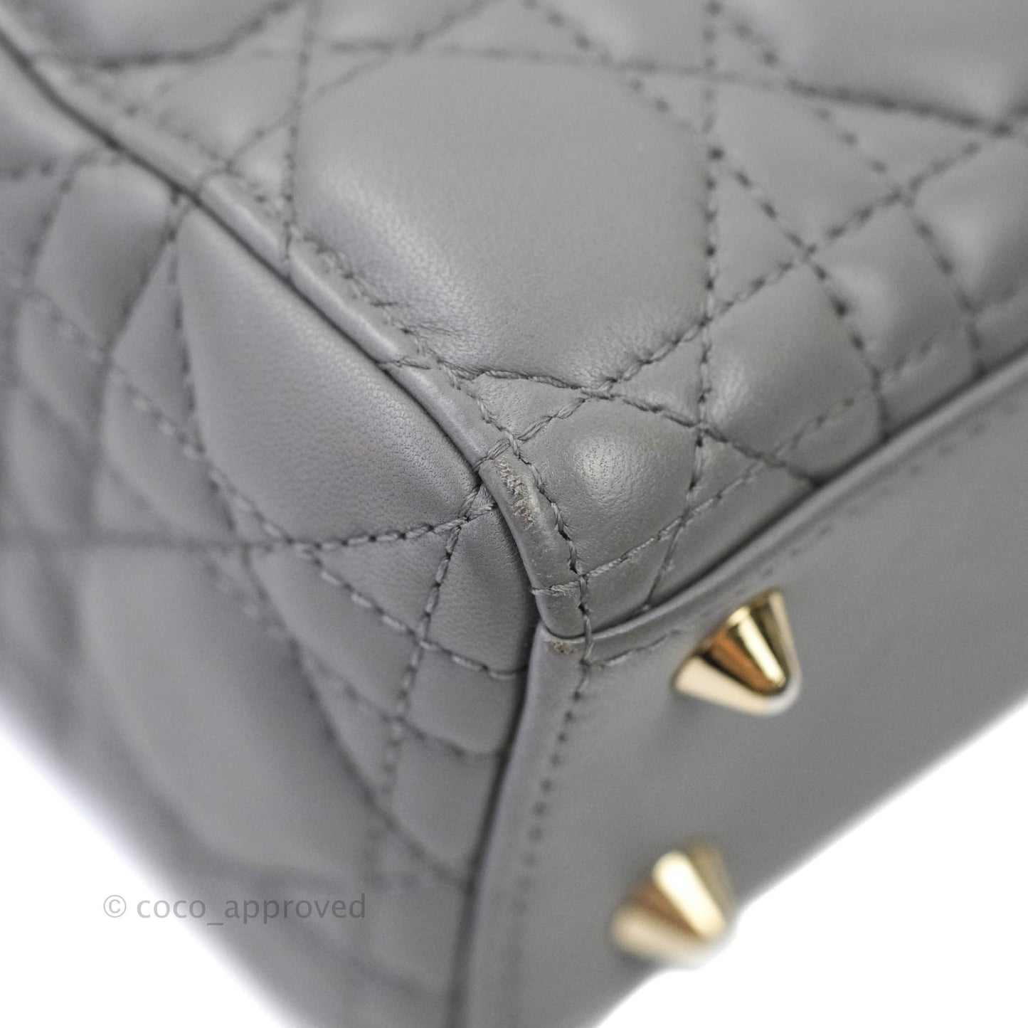 Christian Dior Lambskin My ABCDior Lady Dior Grey Gold Hardware
