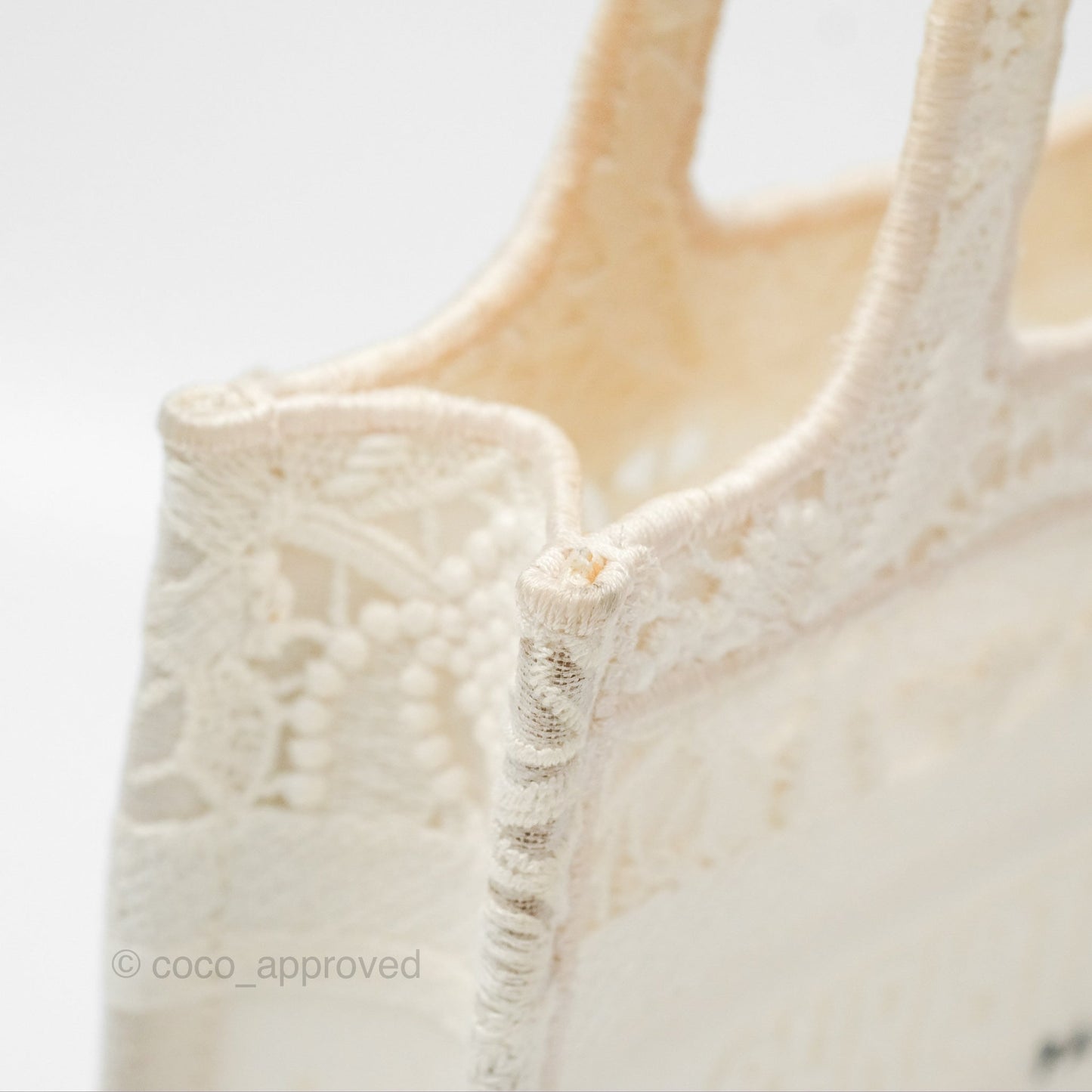 Dior Mini Book Tote Natural Macramé-Effect Embroidery