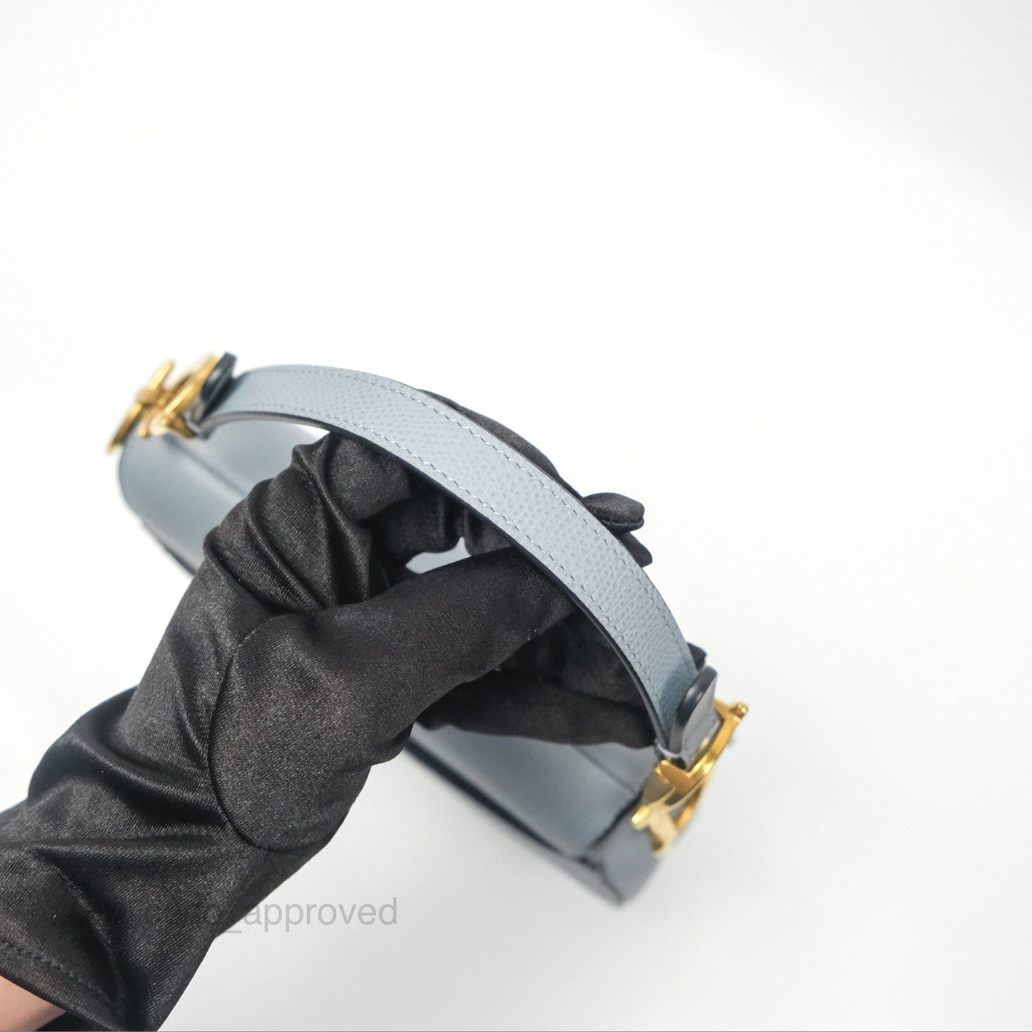 Christian Dior Mini Saddle Bag Cloud Blue Grained Calfskin Gold Hardware