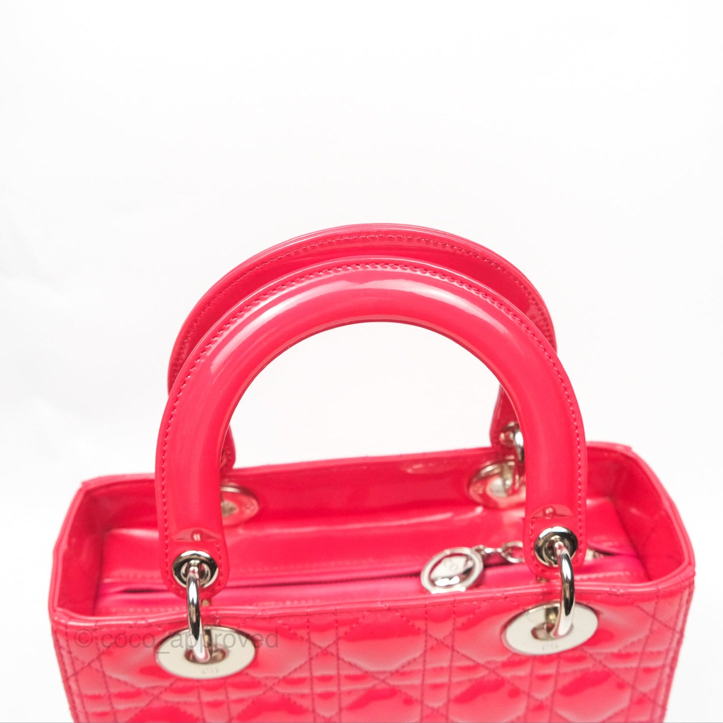 Christian Dior Medium Lady Dior Red Patent Silver Hardware