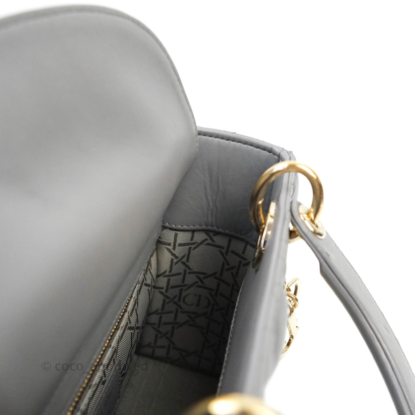 Christian Dior Lambskin My ABCDior Lady Dior Grey Gold Hardware