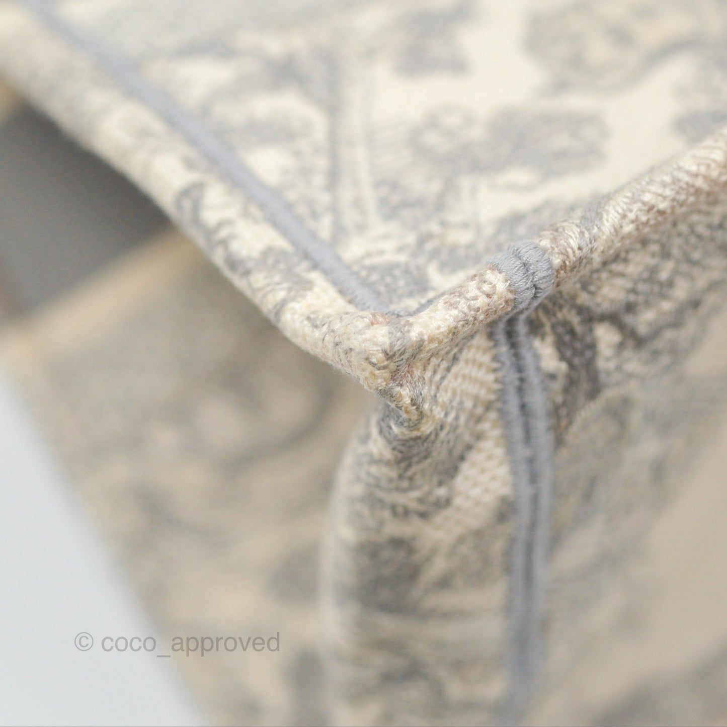 Christian Dior Medium (Old Small) Book Tote Embroidered Toile De Jouy Light Grey Canvas