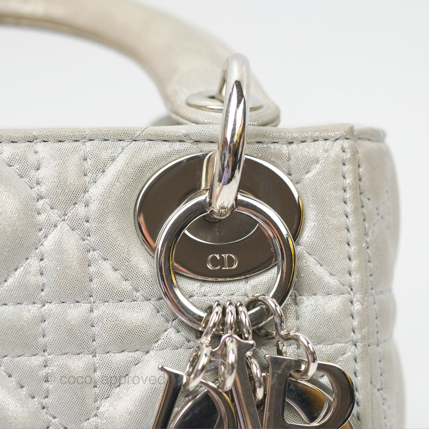 Christian Dior Mini Lady Dior Metallic Silver Nubuck Silver Hardware