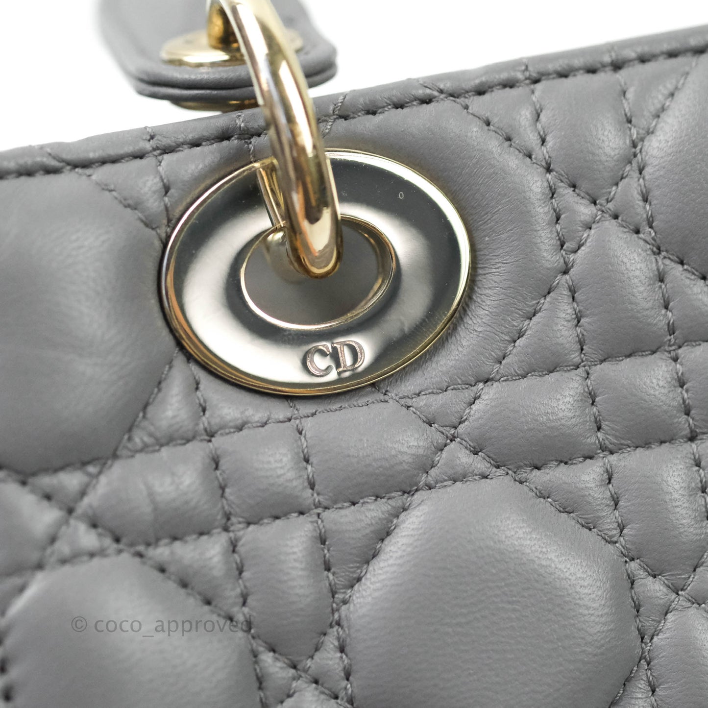 Christian Dior Lambskin My ABCDior Lady Dior Grey Gold Hardware