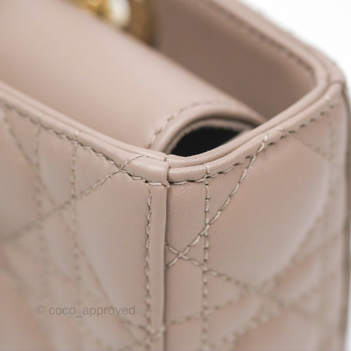 Christian Dior Medium Lady D-Joy Bag Warm Taupe Lambskin Gold Hardware