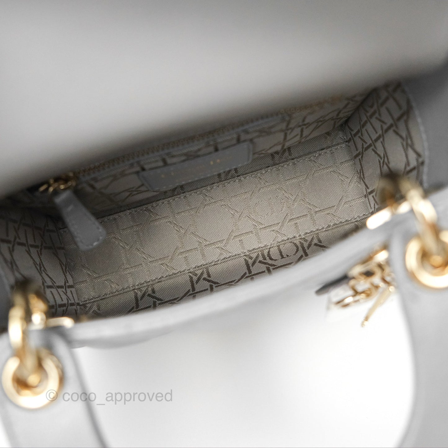 Christian Dior Mini Lady Dior Opaline Gray Pearlescent Cannage Lambskin